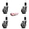 Service Caster 4'' Thermoplastic Rubber Wheel Swivel 1-5/8'' Expanding Stem Caster Set, 4PK SCC-EX20S414-TPRB-158-4 - alternate 3